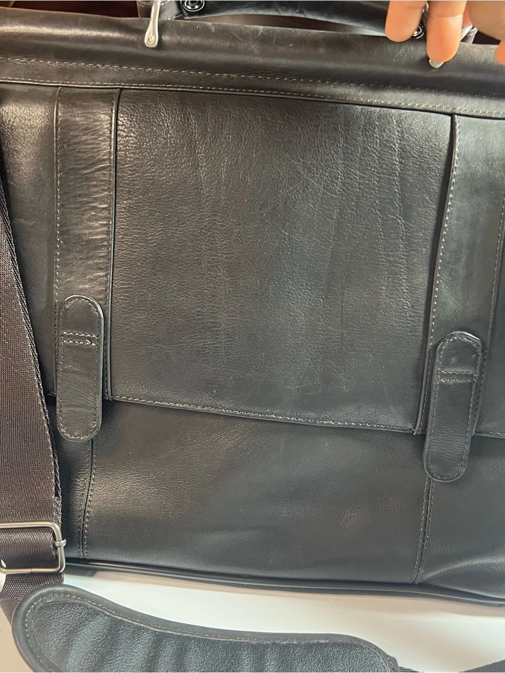 solo Black Leather Briefcase Messenger for Men